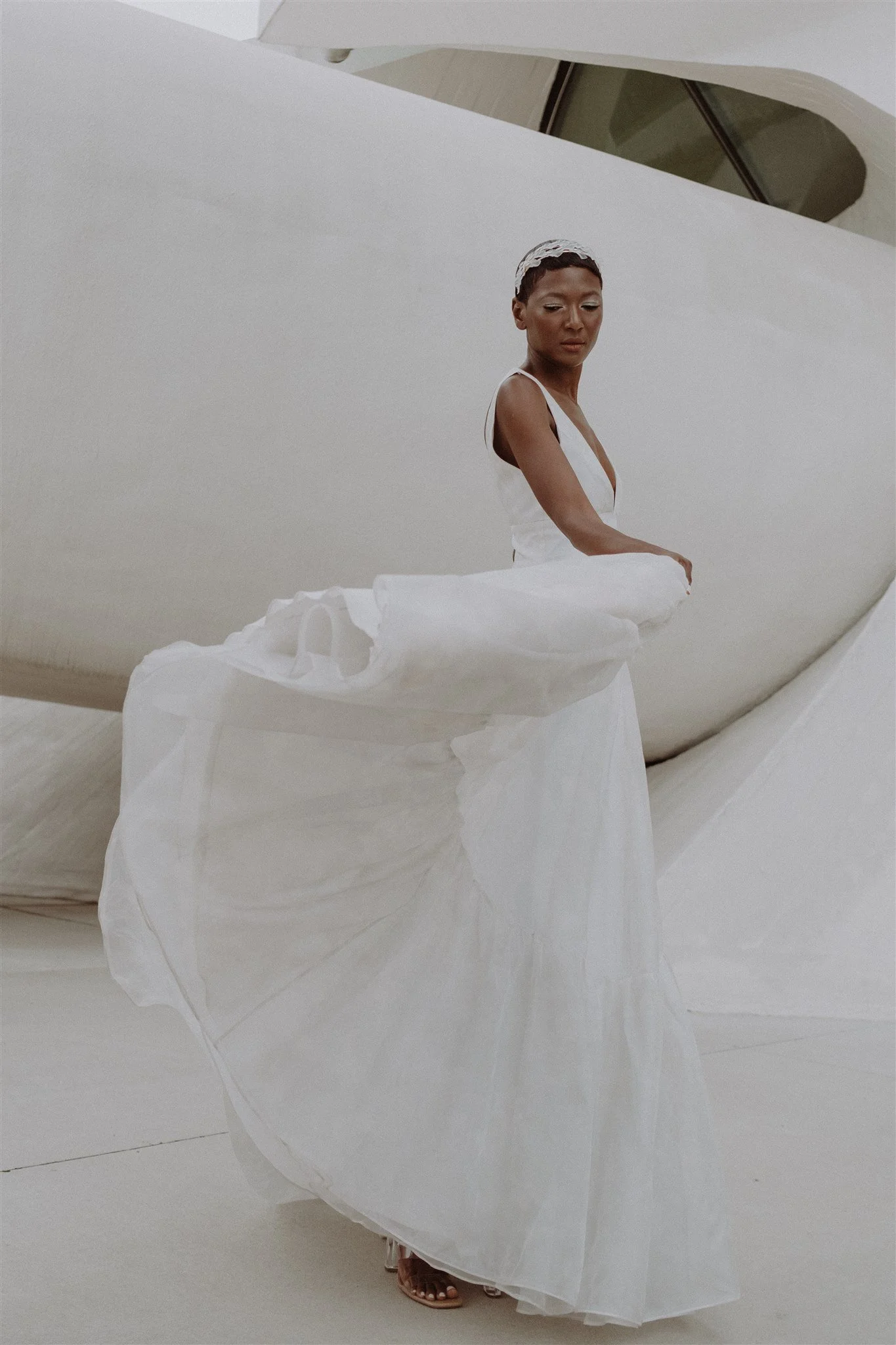 Wedding dress with top wrap around skirt